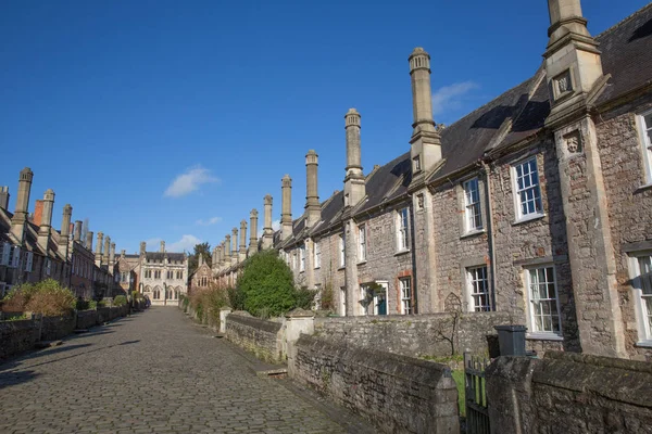 Vicars Close Next Wells Cathedral Somerset England Historic Row Cottages — Stock Photo, Image