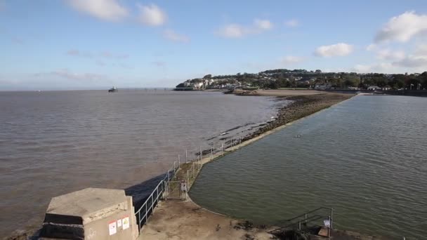 Clevedon Somerset Inglaterra Beira Mar Piscina Livre Cidade Costeira Perto — Vídeo de Stock