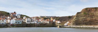 Staithes Yorkshire sahil köyü ve Turizm hedef panoramik görünüm
