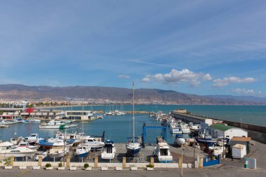 Puerto de Roquetas del Mar Costa de Almera in Andaluca Spain with boats in the harbour clipart