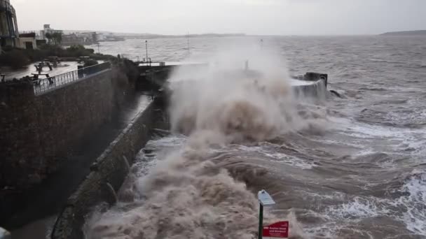 Weston Super Mare Somerset Förde Med Sig Starka Vindar Och — Stockvideo