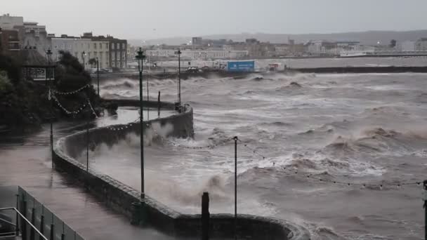 Weston Super Mare Somerset Bracht Hoge Wind Grote Golven Naar — Stockvideo