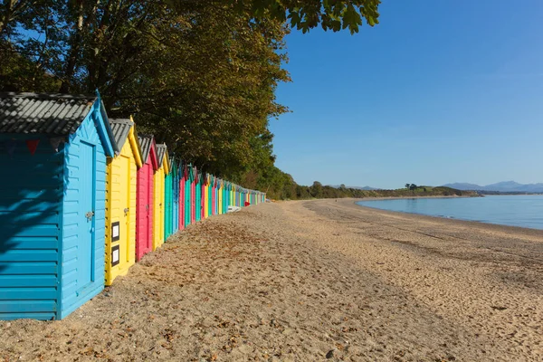 Kleurrijke Strandhutten Llanslaapkamerstrand Llyn Peninsula Wales Tussen Pwllheli Abersoch — Stockfoto