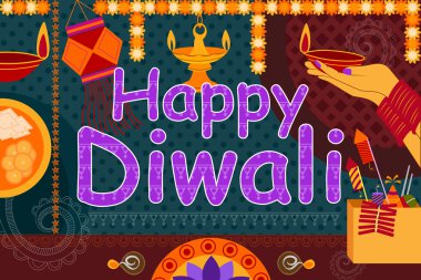 Mutlu Diwali Festivali arka plan kitsch sanat Hindistan