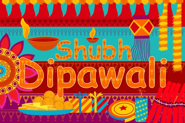 Happy Diwali festival fond kitsch art Inde — Image vectorielle