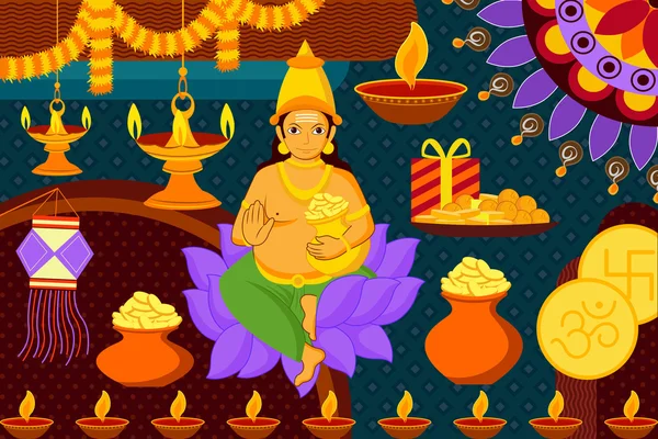 Glücklich diwali festival hintergrund kitsch kunst indien — Stockvektor