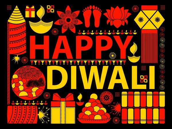 Happy Diwali festival fond kitsch art Inde — Image vectorielle