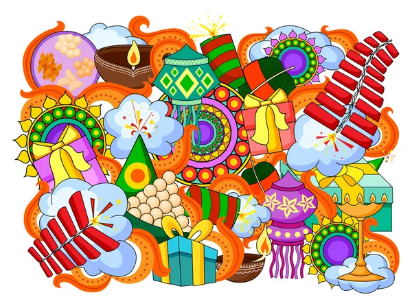 Indie festival světla šťastný Diwali hračka pozadí — Stockový vektor