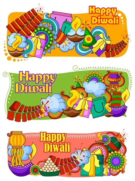 Inde festival de lumières Happy Diwali fond doddle — Image vectorielle