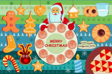 Noel Baba Noel tatil tatlı ve çerezler ile