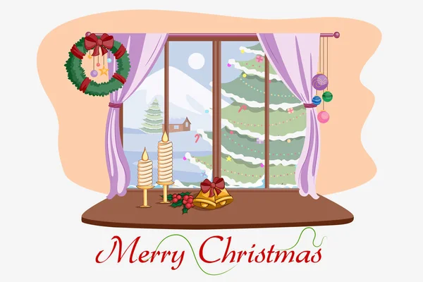 Decorated house for Merry Christmas — Stock Vector
