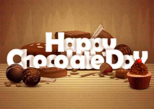 幸せのチョコレートの日の壁紙の背景 — ストックベクタ