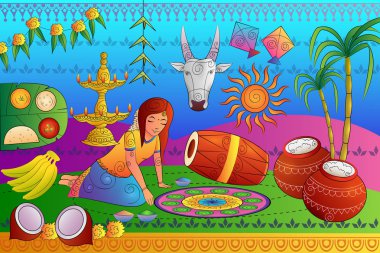 Mutlu Pongal Festivali kutlama arka plan