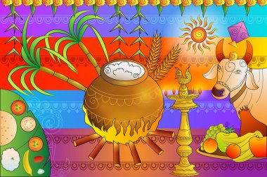 Mutlu Pongal Festivali kutlama arka plan