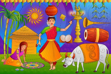 Mutlu Pongal Festivali kutlama arka plan
