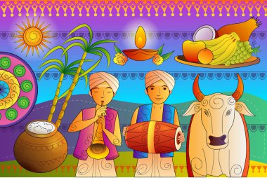 Mutlu Pongal Festivali kutlama arka plan