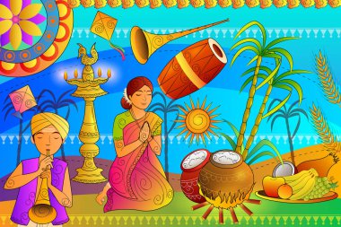 Mutlu Pongal Festivali kutlama arka plan