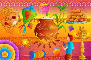 Mutlu Makar Sankranti Festivali kutlama arka plan