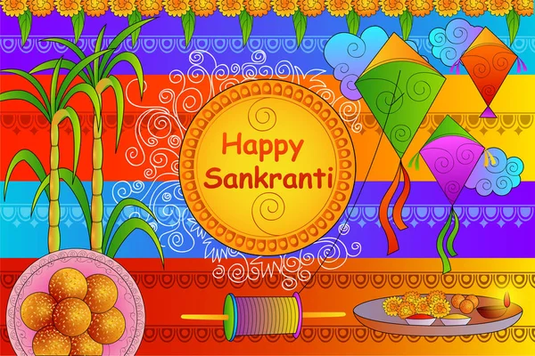 Fondo de celebración del festival Makar Sankranti feliz — Archivo Imágenes Vectoriales