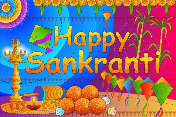 Fondo de celebración del festival Makar Sankranti feliz — Archivo Imágenes Vectoriales