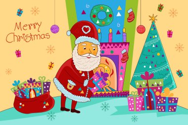 Noel Baba hediye neşeli Noel tatil kutlama arka planı için