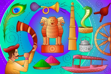 Hindistan vatansever arka plan gösteren çeşitli kültür ve sanat