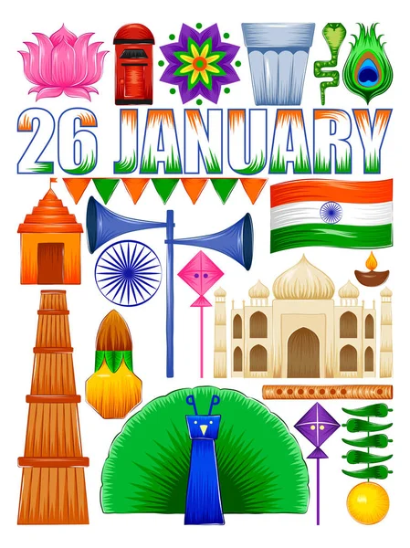 Feliz Dia da República da Índia fundo patriótico — Vetor de Stock