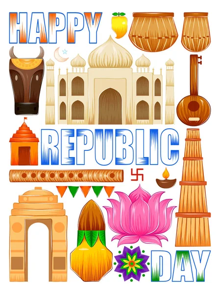 Glædelig republik dag i Indien patriotiske baggrund – Stock-vektor