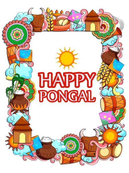 Mutlu Pongal Festivali kutlama arka plan — Stok Vektör