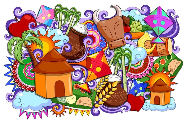 Happy Pongal festival celebration pozadí — Stockový vektor