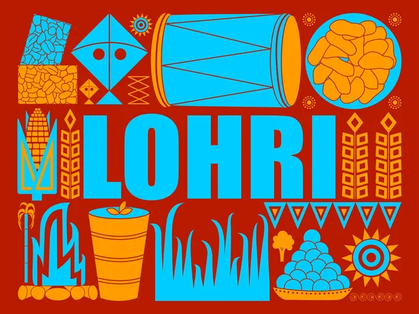 Happy Lohri Punjab festival celebration background — Stock Vector