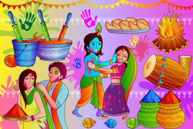 Hindistan Renkli Mutlu Holi Festivali