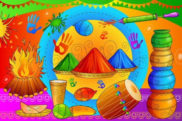 India Festival of Color Boldog Holi háttér — Stock Vector