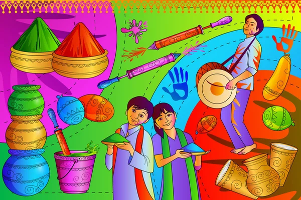 Festival de la India de Color Fondo Holi feliz — Vector de stock