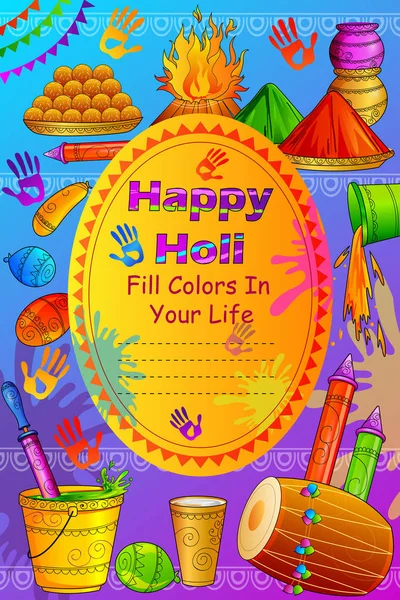 India Festival van kleur Happy Holi achtergrond — Stockvector