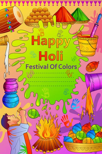 インド色の祭りハッピーホリの背景 — ストックベクタ