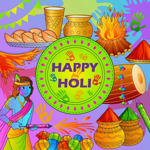 インド色の祭りハッピーホリの背景 — ストックベクタ