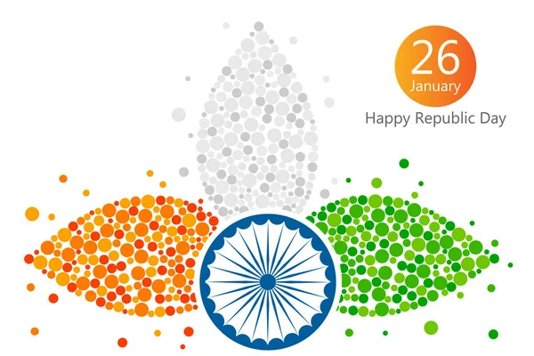 Indische Trikolore Flagge Hintergrund für glücklichen Tag der Republik — Stockvektor