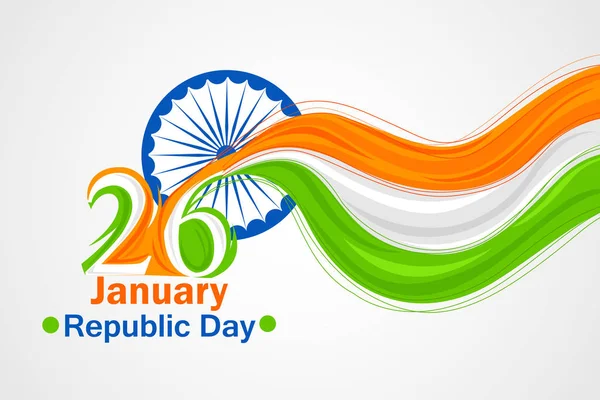 Ινδική τρίχρωμη σημαία υπόβαθρο για ευτυχισμένη ημέρα της Δημοκρατίας — Διανυσματικό Αρχείο