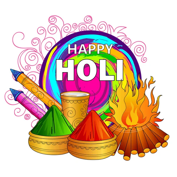 India Festival van kleur Happy Holi achtergrond — Stockvector