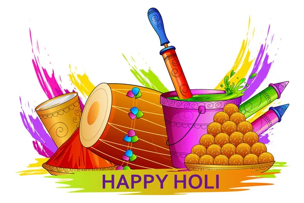 India Festival van kleur Happy Holi achtergrond — Stockvector