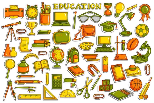 Sticker collectie voor onderwijs-object — Stockvector