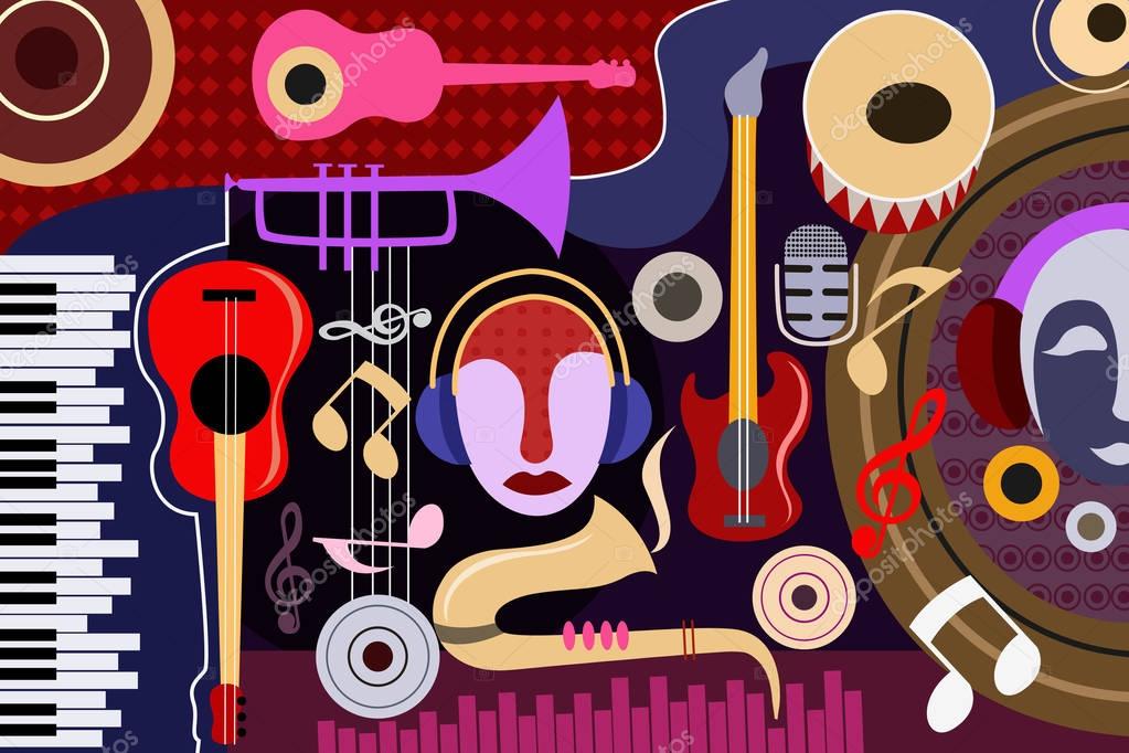 Antecedentes de collage de música — Vector de stock © stockshoppe
