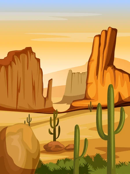 Paisaje natural de dunas de arena en el desierto — Vector de stock