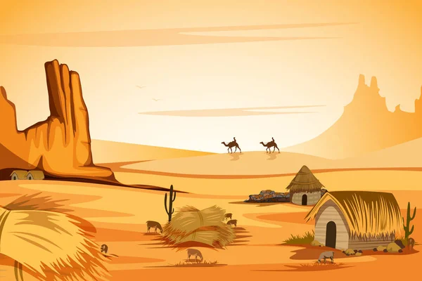 Natuurlijke landschap van uitzichtpunt in woestijn — Stockvector