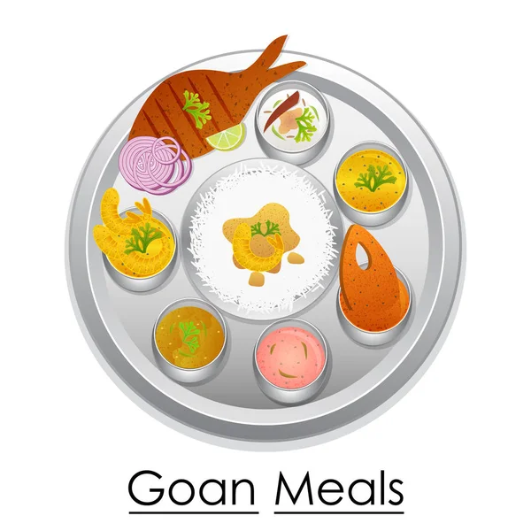 Talíř plný Goan jídlo — Stockový vektor