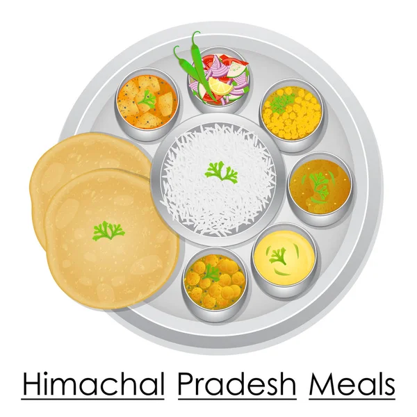 Talíř plný lahodné jídlo Himachal Pradesh — Stockový vektor