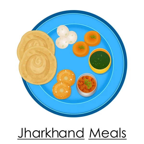 Talíř plný lahodné jídlo Jharkhand — Stockový vektor