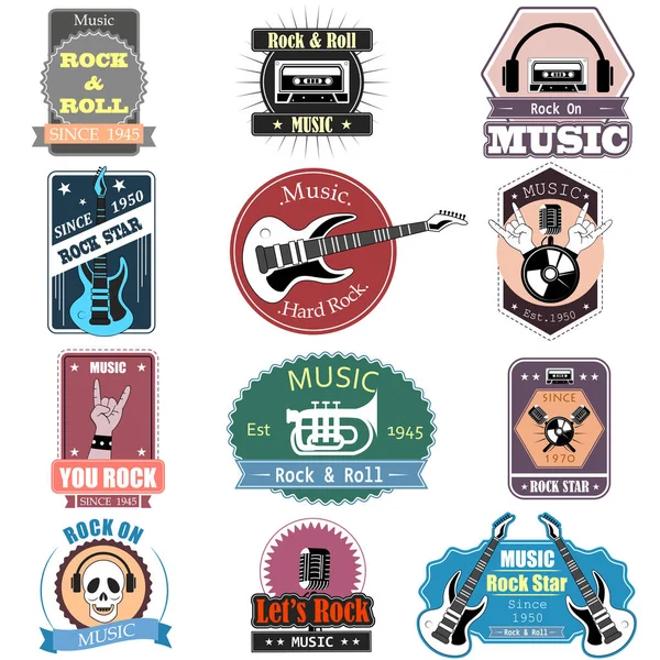 Music Rock and Roll Etikettenaufkleber für Werbung — Stockvektor