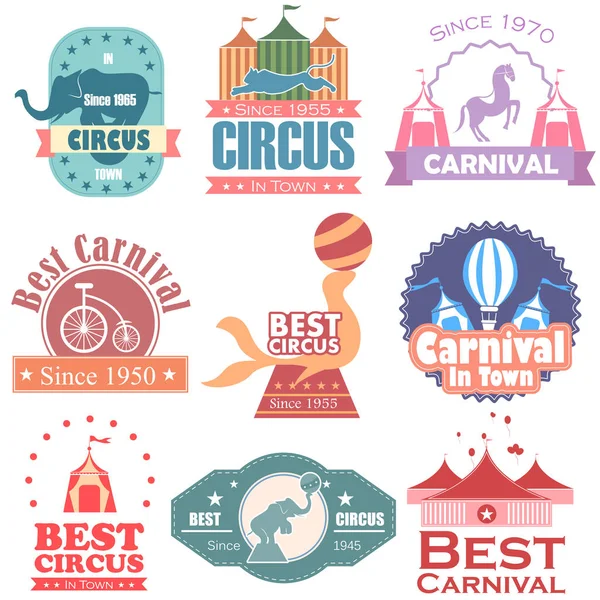 Circus and Carnival label tag sticker for Advertisement — Stock Vector